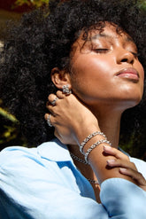 Essential Silver Big Hoop, White Rhodium, Zircon Gemstone + Star Gift